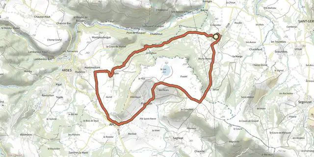 Tracé de La Chaux de Caure sur le Plan IGN