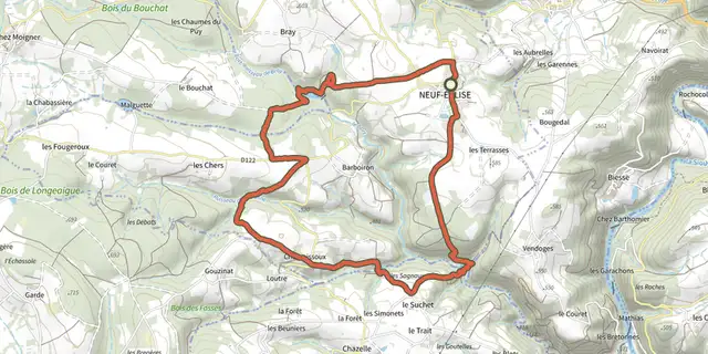 The Ruisseau de Bort track on the IGN map