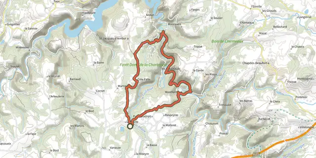The Foret Domaniale de la Chartreuse track on the IGN map