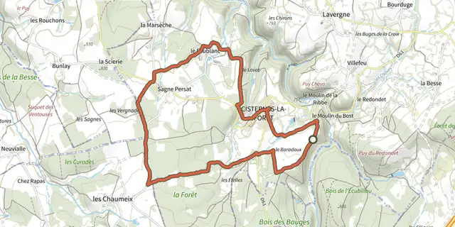 Tracé de Autour de Cisternes sur le Plan IGN