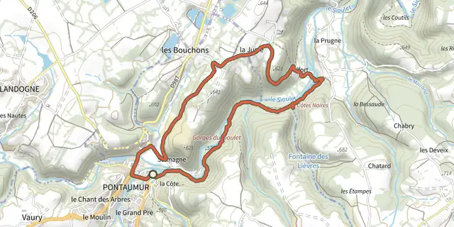 The Gorges du Sioulet track on the IGN map