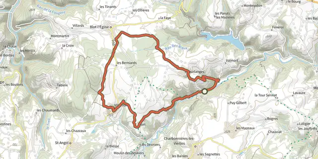 The Les Peytoux track on the IGN map