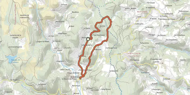 The Les Prats-de-la-Chaux track on the IGN map
