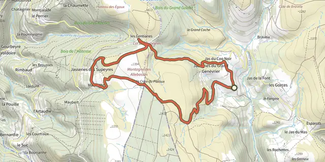 Tracé de Le Colporteur des Jasseries sur le Plan IGN