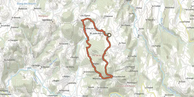The Le Pic de la Garde track on the IGN map