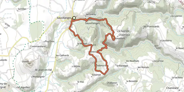 The La Vallee du Civadoux track on the IGN map