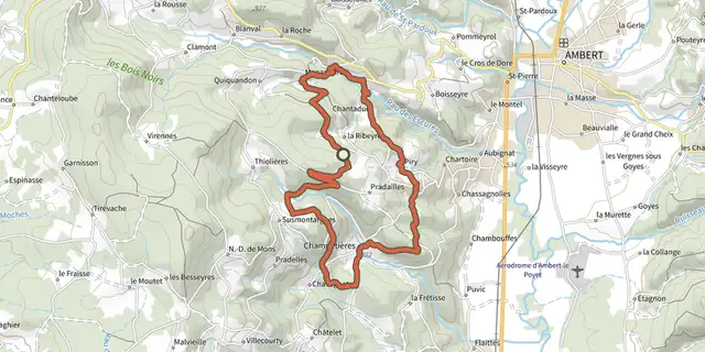 The Le Ruisseau des Escures track on the OpenTopoMap map