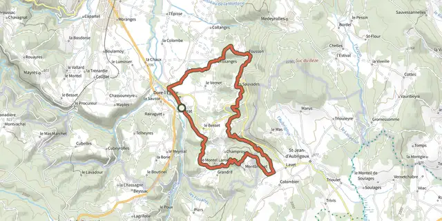 The Les panoramas de Dore l'Eglise track on the IGN map