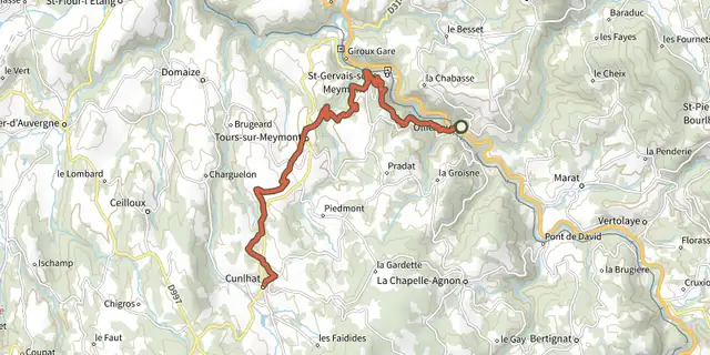 The Olliergues / Cunlhat track on the IGN map