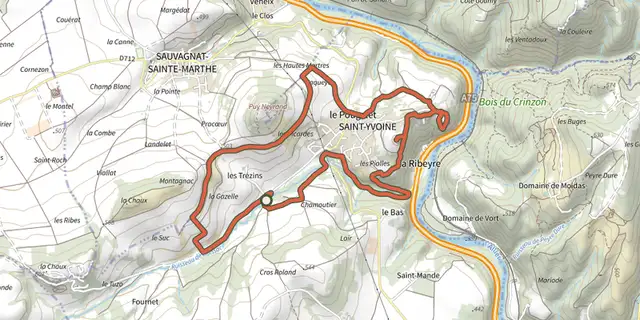 The L'Eperon de Pierre-Ancize track on the IGN map