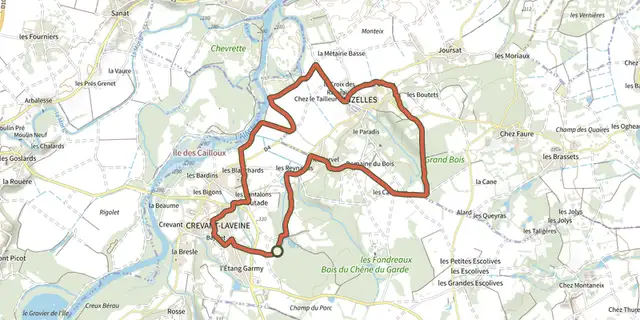 The Entre Crevant et Laveine track on the IGN map