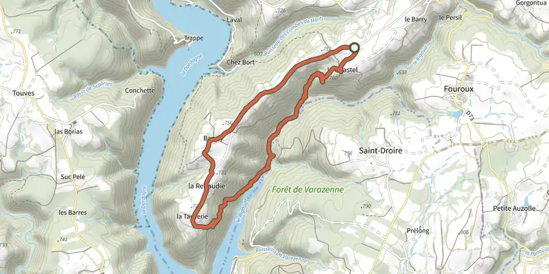 Map of the La Renaudie track on the IGN map, with the start and numbered waypoints
