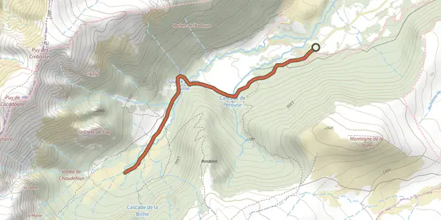 Tracé de La cascade du Moine sur le Plan IGN