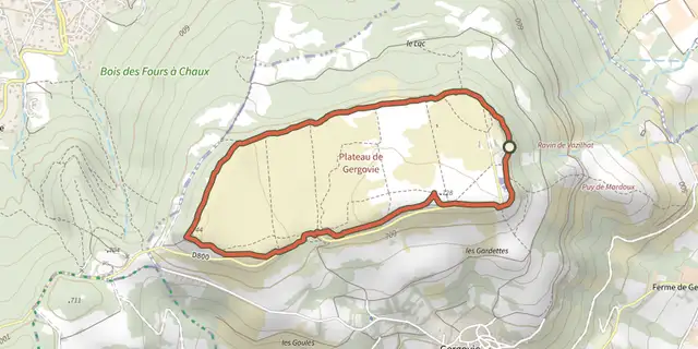 Tracé de Tour du plateau de Gergovie sur le Plan IGN
