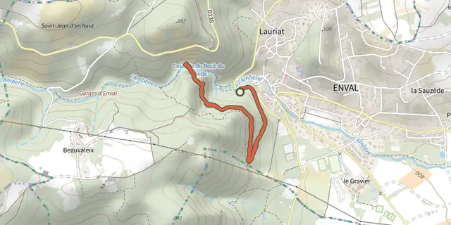 The Les Gorges d'Enval track on the IGN map