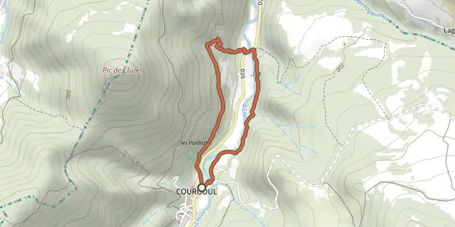 The Entre Saules et Pailhats track on the IGN map