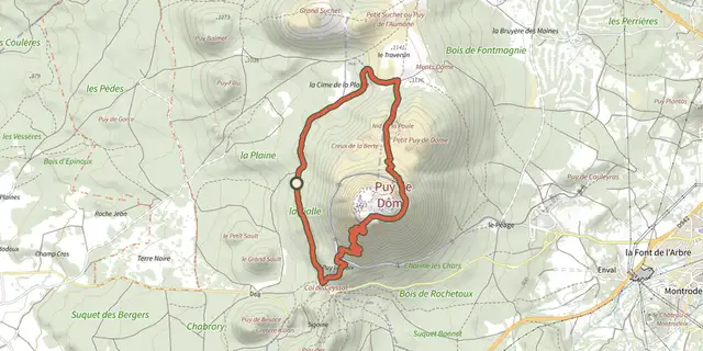 The Le puy de Dôme track on the IGN map