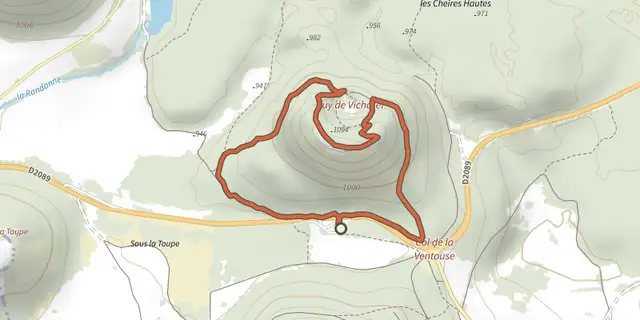 Tracé de Le puy de Vichatel sur le Plan IGN