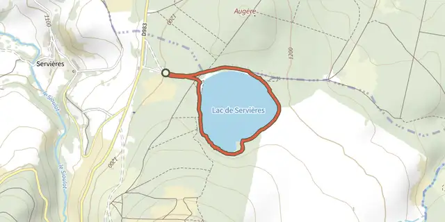 Tracé de Tour du lac de Servieres sur le Plan IGN