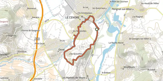 The De l'Auzon à Gondole track on the IGN map