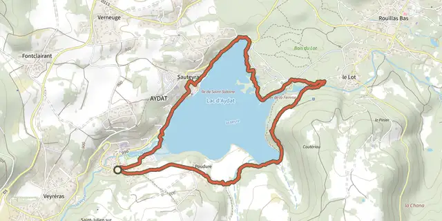 Tracé de Autour du lac d'Aydat sur le Plan IGN