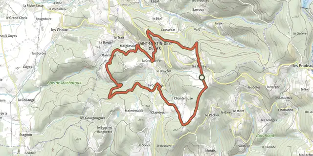 The Saint Martin Des Olmes track on the IGN map