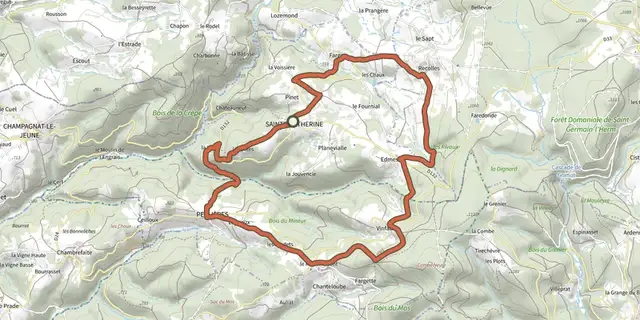 Tracé de Balade des Crêtes sur le Plan IGN