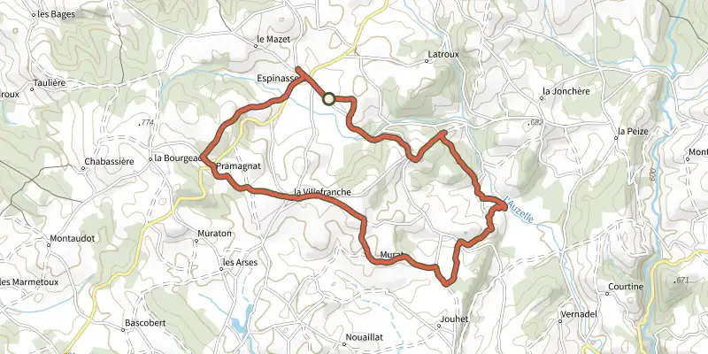 Carte du tracé de Sur les traces des Faux Sauniers sur le Plan IGN, départ et points de passage numérotés