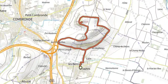 Tracé de La vigne du Puy de l'Oule sur le Plan IGN
