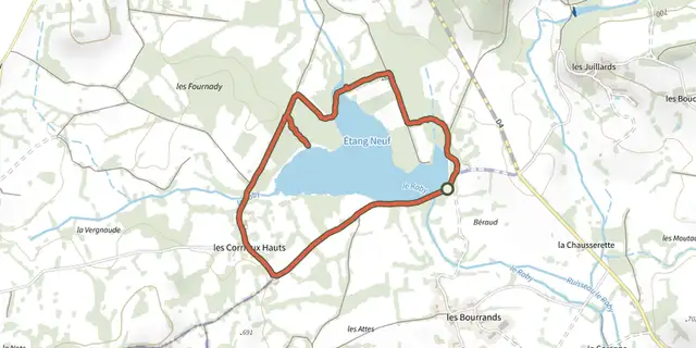 The Etang Neuf track on the IGN map