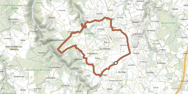 Tracé de Le puy de Faux sur le Plan IGN