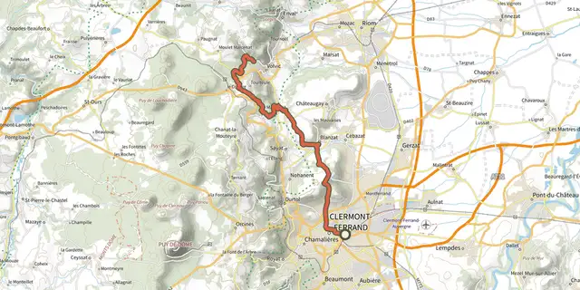 The GTMC VTT12 Clermont-Ferrand / Volvic track on the IGN map