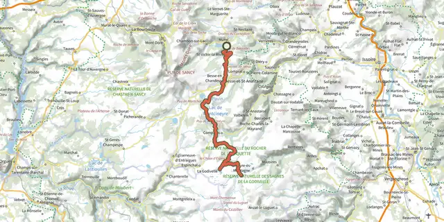 The GTMC VTT15 Murol / St-Alyre es Montagne track on the IGN map