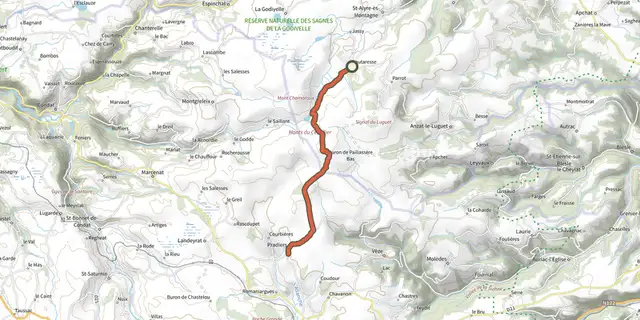 Tracé de Tour des vaches rouges sur le Plan IGN