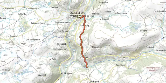 The Tour des vaches rouges track on the OpenTopoMap map