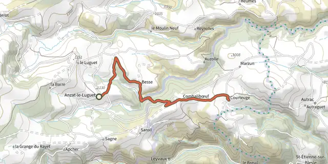 The Tour des vaches rouges track on the IGN map