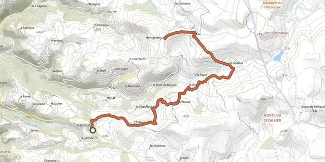 Tracé de Tour des vaches rouges sur le Plan IGN