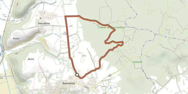 Tracé de La Cheire de Tournebise sur le Plan IGN