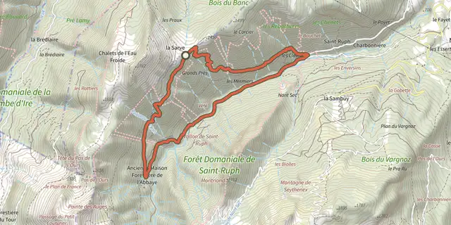 The Boucle de la Servaz track on the IGN map