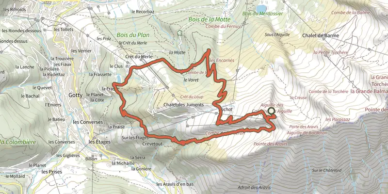 Map of the Circuit de Borderan track on the IGN map, with the start and numbered waypoints