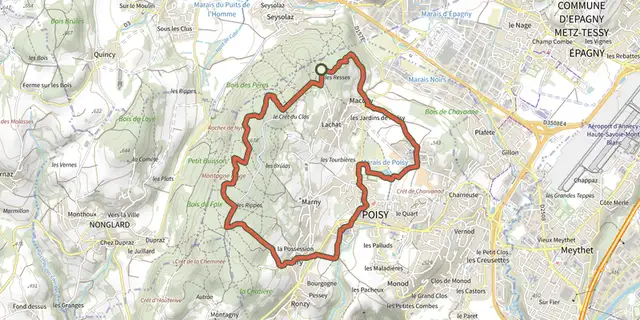 The Entre Marais et Montagne d'Age track on the IGN map