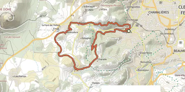 Tracé de De la vallée de la Tiretaine aux sources de l’Artière sur le Plan IGN