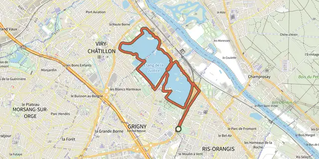 Tracé de La biodiversité est reine aux lacs de l'Essonne sur le Plan IGN
