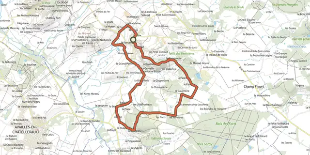 Tracé de Circuit des forts sur le Plan IGN