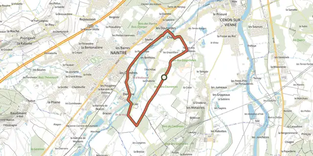 Tracé de Circuit des moulins sur le Plan IGN