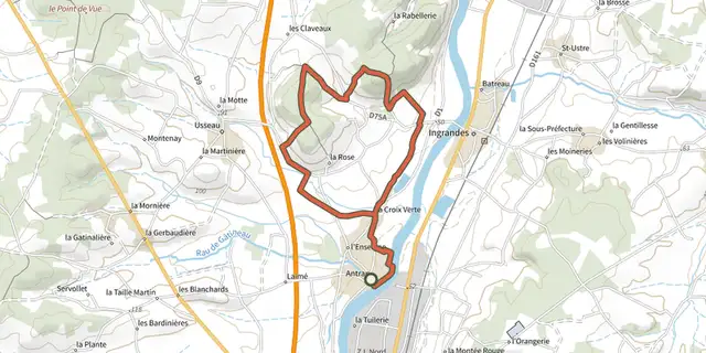 Tracé de La boucle de Valençay sur le Plan IGN