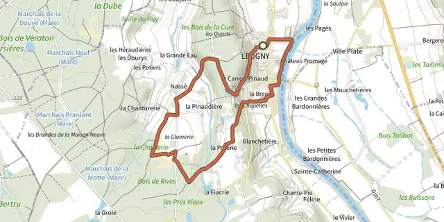 Tracé de La poterie jaune sur le Plan IGN