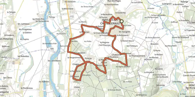 Tracé de Chemin des Croix d'Availles sur le Plan IGN
