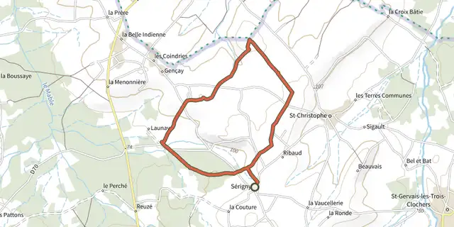 Tracé de Sentier de la Tour Legat sur le Plan IGN