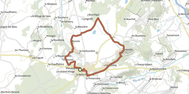 Tracé de Circuit La Nauraie sur le Plan IGN